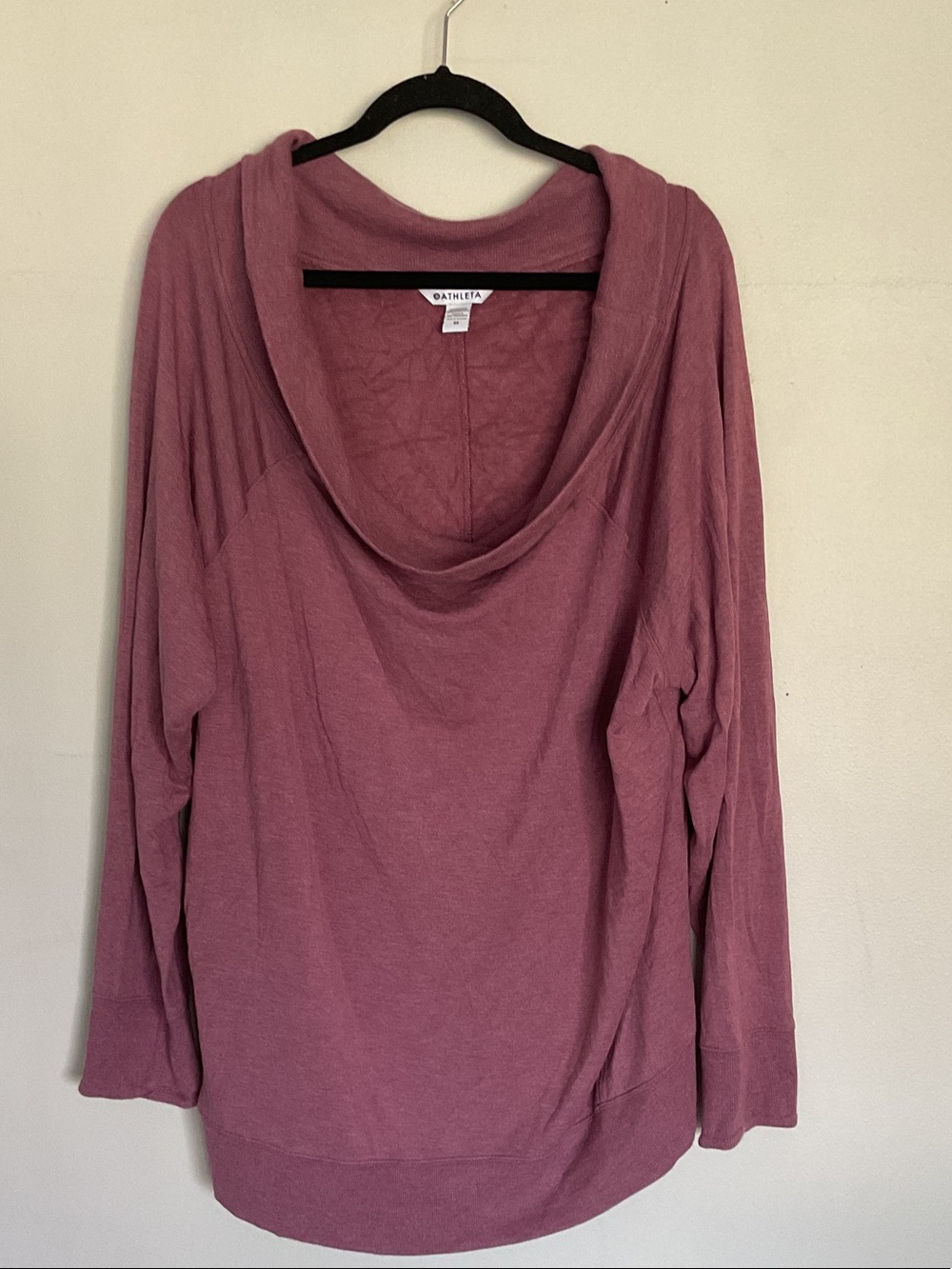 Athleta 3x plus size Dusty Rose Draped Cowl-Neck Long Sleeve Top modal